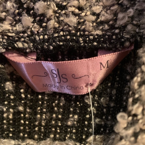 SJS Womens M Multicolor Cowl Neck Nubby Knit Asymmetrical Hem Sweater - Picture 2 of 5